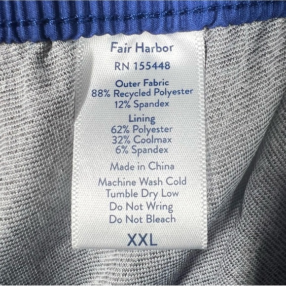 FAIR HARBOR Blue Colorblock Lined Men's Swim Trunks Board Shorts Size XXL - Picture 6 of 7